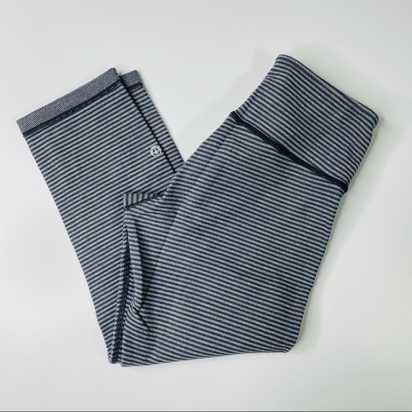 lululemon athletica Pants - Lululemon “Wunder Under” Striped Gray Crop Pants